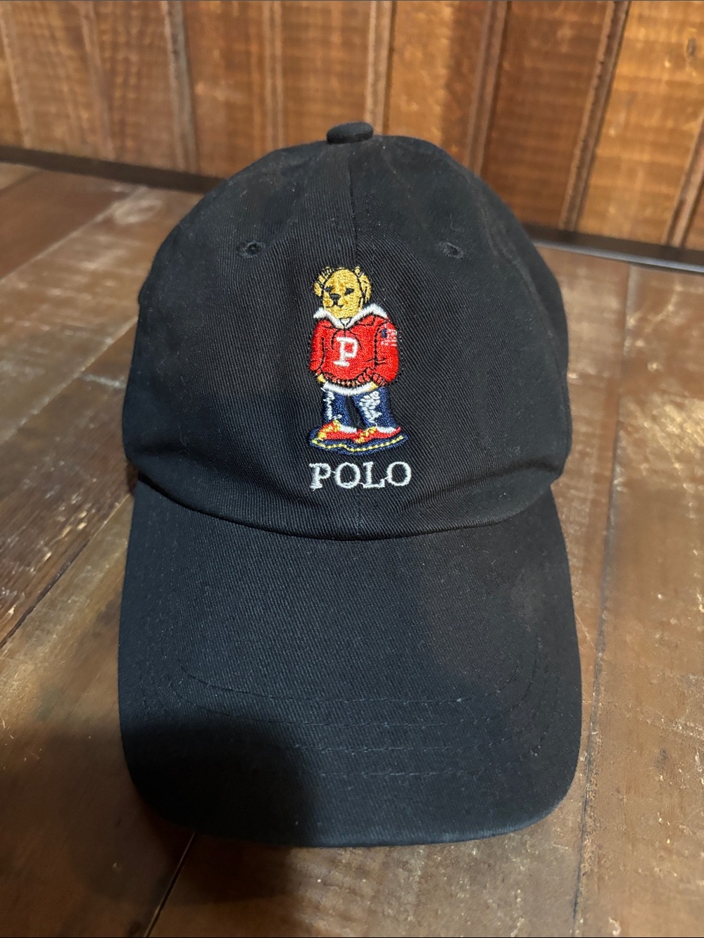 Polo by Ralph Lauren Black Baseball Cap with Embroidered Bear